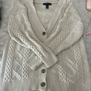 Forever 21 Cream Cable Knit Cardigan